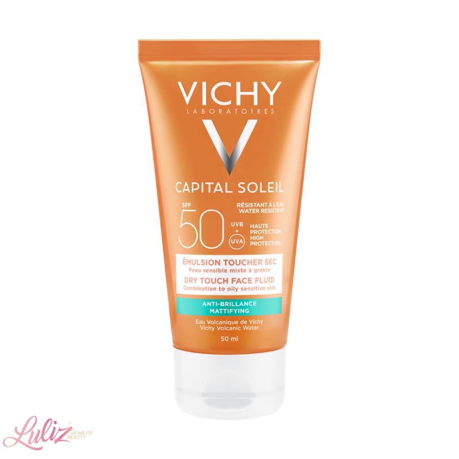 VICHY Capital Soleil Dry Touch Face Emulsion SPF50 - 50ml | فيشي كريم واقي شمسي للبشرة المختلطة دراي تاش مع عامل حماية من الشمس 50 - 50 مل
