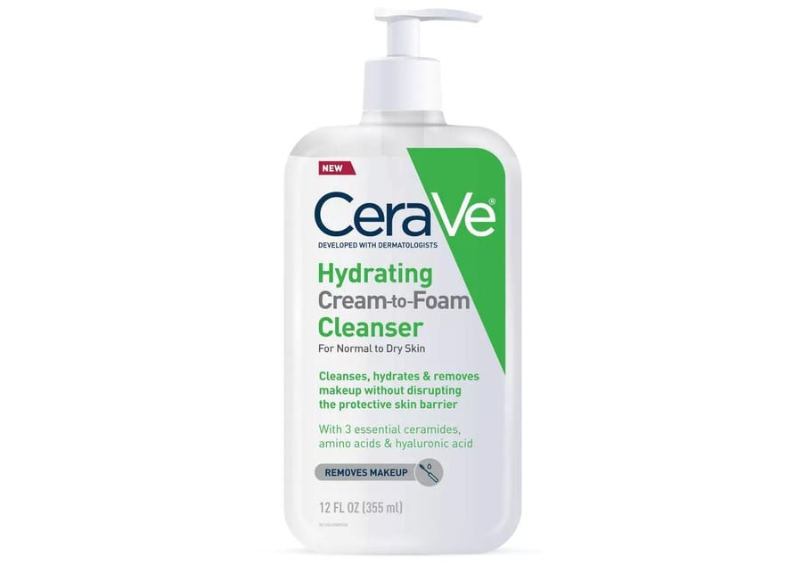 355ملCeraVe Face Wash, Hydrating Cream-to-Foam Cleanser غسول للوجه سيرافي CeraVe ، منظف مرطب من الكريم إلى الرغوة جافه وعادية