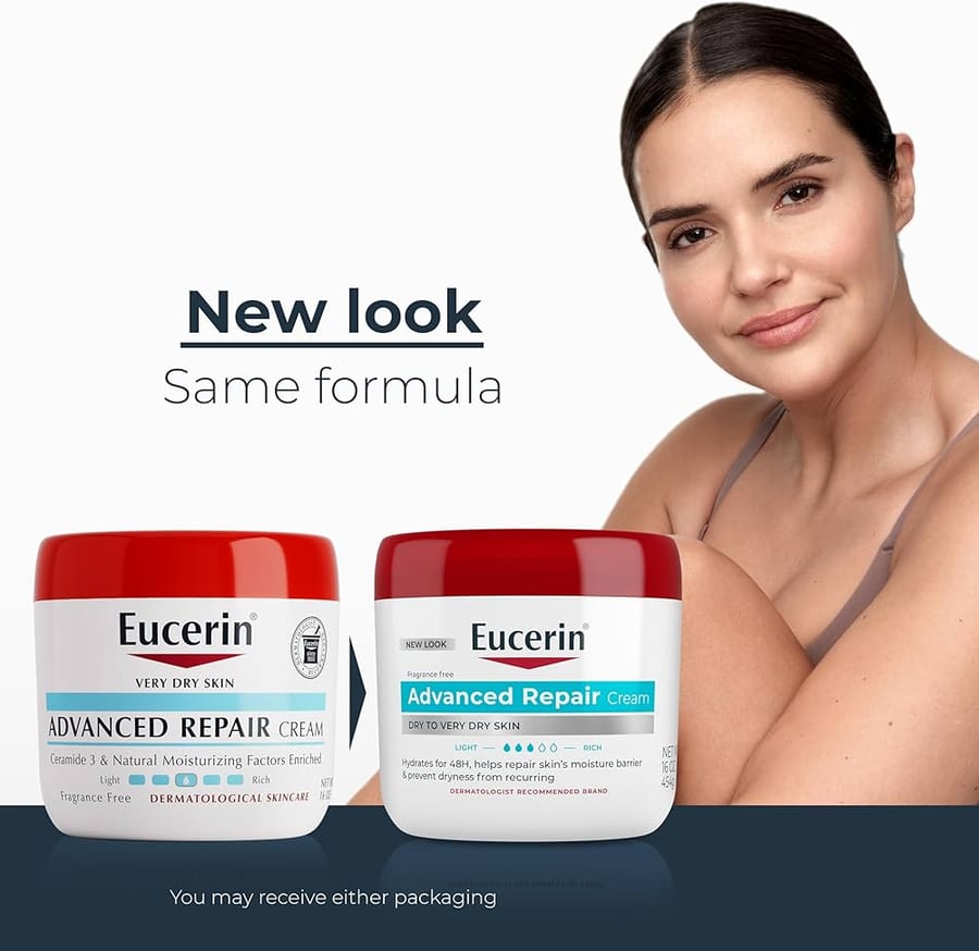 eucerin كريم يوسرين للجسم المتقدم لإصلاح البشرة الجافة خالي من العطور من يوسرين - 454غ