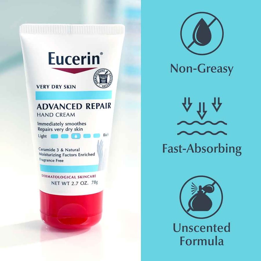 Eucerin Advanced Repair Hand Creme كريم إصلاح اليدين المتقدم للبشرة الجافة خالي من العطور من يوسيرين - 78غ