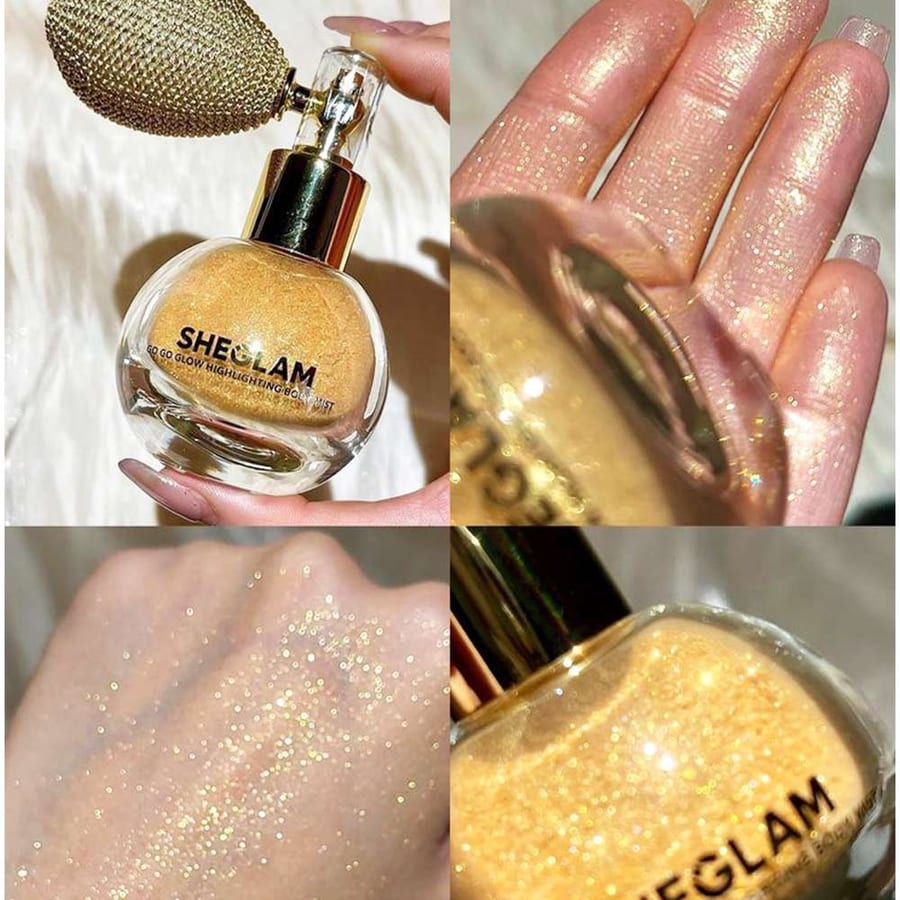 Sheglam GO GO GLOW بودرة رذاذ الجسم متعددة الاستخدام - جديد شيكلام ذهبي gilded glow