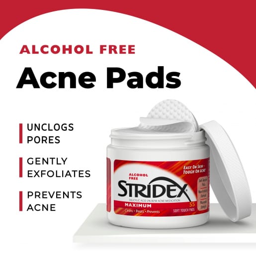 مسحات علاج حب الشباب من ستريديكس 55 قطعةStridex - *2% Salicylic Acid Acne/Blackhead Cleansing Pads 55 pcs