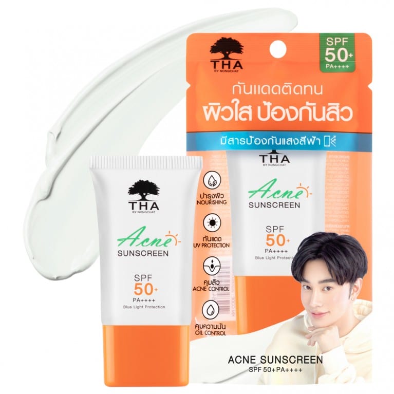 Tha By Nongchat Acne Sunscreen SPF50 15g ثا باي نونجتشات واقي شمس لحب الشباب بعامل حماية من الشمس 50، 15 جم.