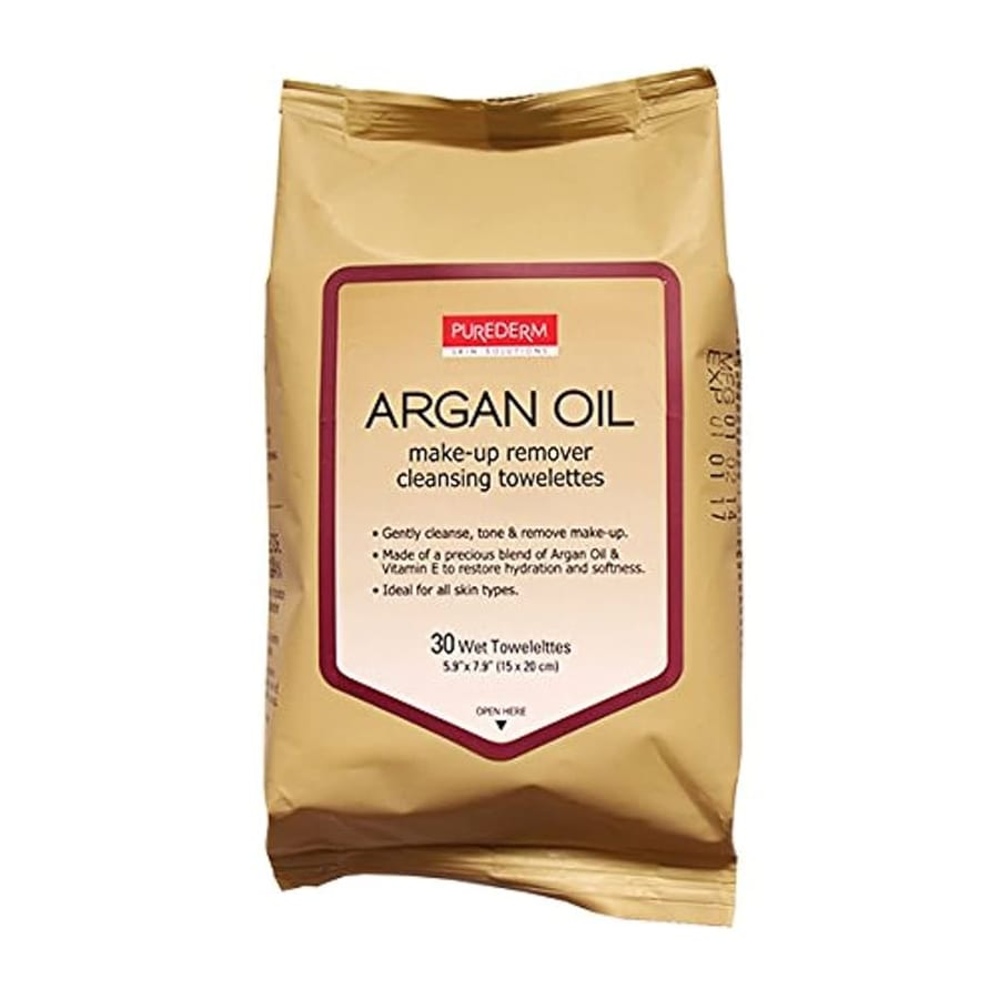 Purederm Argan Oil Make-up Remover Towelettes 30s مناديل إزالة المكياج بزيت الأرغان من بيورديرم - 30 منديلًا