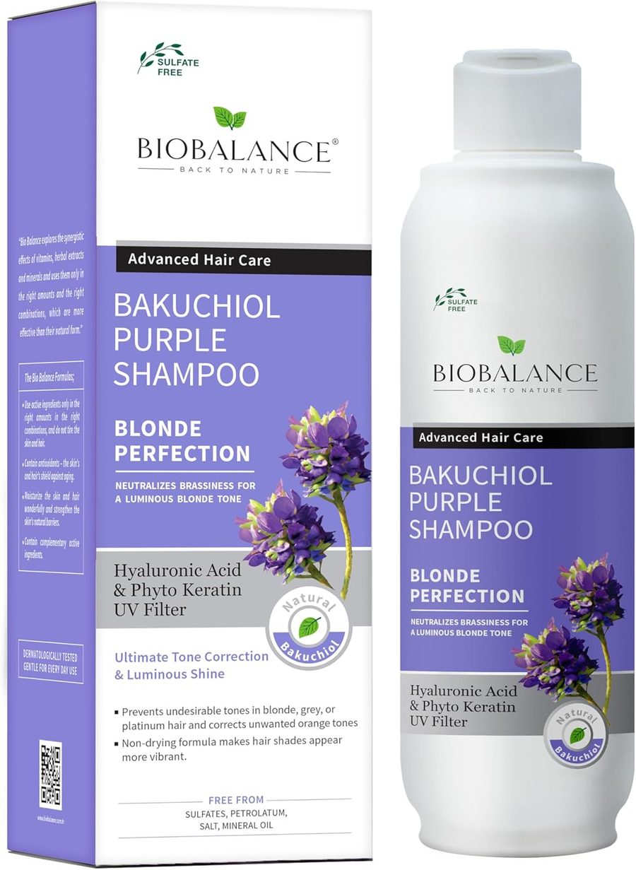 BIO BALANCE Bakuchiol Purple Shampoo - 330ml | بايو بالانس شامبو الباكوشيول للشعر السلفر والبلاتيني - 330 مل