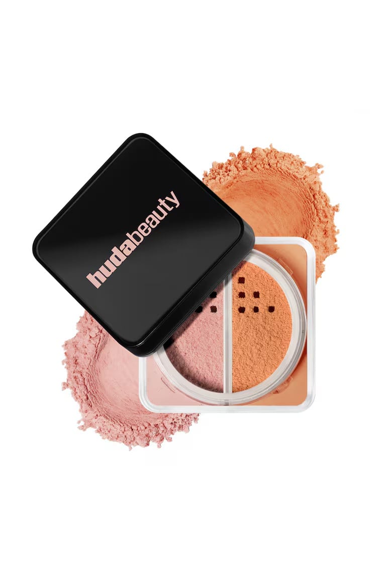 Huda Beauty Easy Bake Duo Loose Powder pink pumpkin - 2x6.5g | هدى بيوتي لوس باودر لتصحيح اللون وتفتيح البشرة - 2*6.5 غ