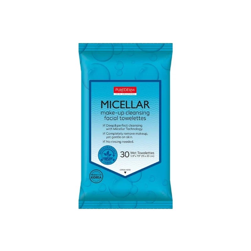 Micellar Makeup Cleansing Facial Towelettes Blue مناديل مبللة لتنظيف الوجه وإزالة المكياج بتقنية ميسيلار - لون أزرق