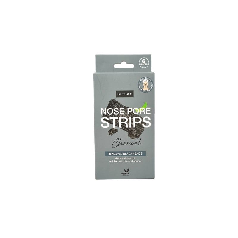 SENCE Nose Pore Strips Charcoal 6pcs NEW شرائح تنظيف مسام الأنف بالفحم من سينس، 6 قطع، جديدة
