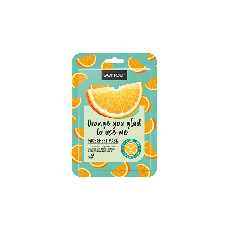 SENCE Facial Sheet Mask juicy like an Orange 20ml قناع الوجه الورقي من سينس، بنكهة البرتقال المنعشة، 20 مل