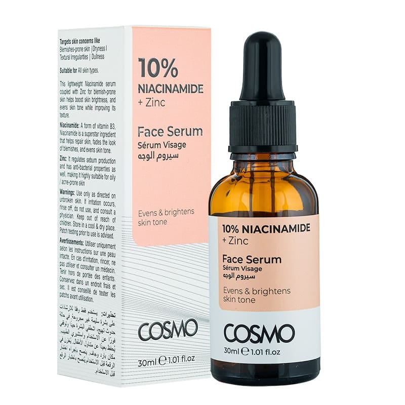 COSMO Niacinamide 10% + Zinc Face Serum 30ml كوزمو سيروم معزز للإشراقة البشرة