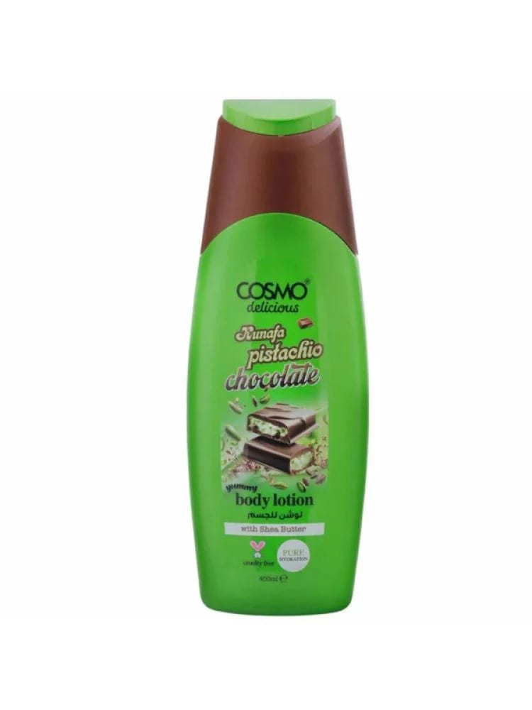 لوشن برائحة الكنافة بالفستق والشوكولاتة من كوزمو ديليشس - 400مل COSMO Kunafa Pistachio Chocolate Body Lotion