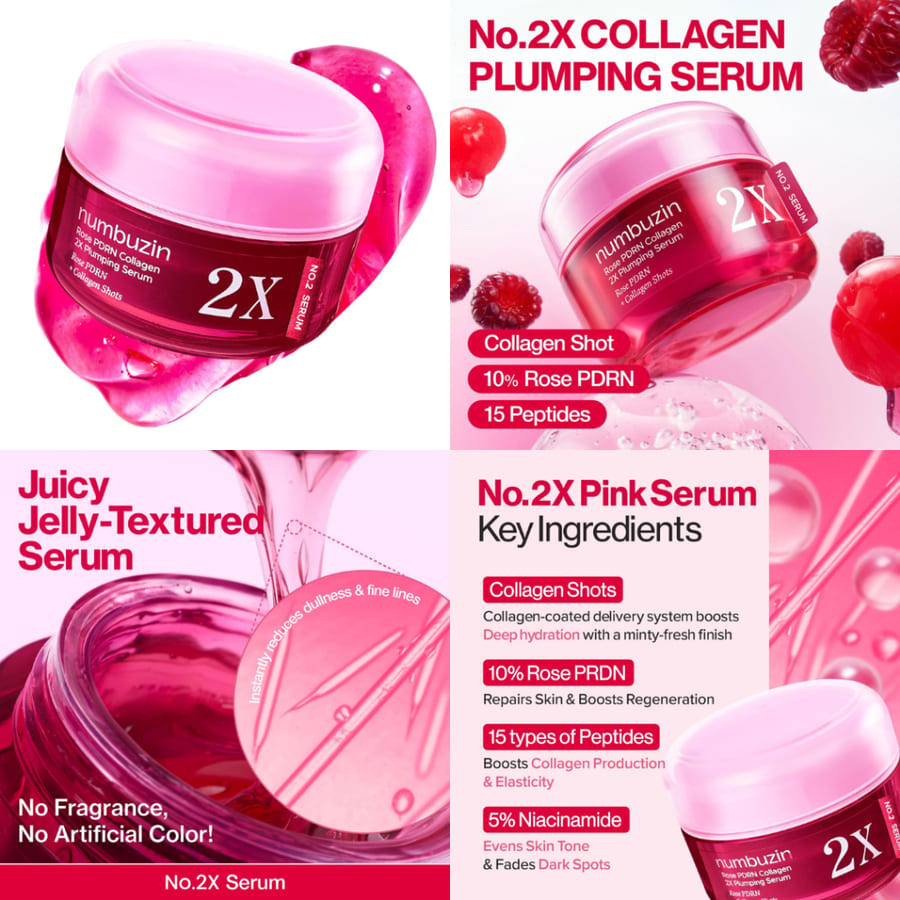 نمبوزين سيروم الورد بالكولاجين المضاعف لامتلاء البشرة(30مل) Numbuzin – No. 2 Rose PDRN Collagen 2X Plumping Serum