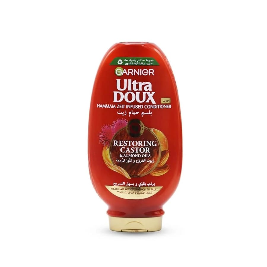 Garnier Ultra Doux Oil Bath Conditioner for Weak & Falling Hair - 360 ml بلسم غارنييه ألترا دو أويل باث للشعر الضعيف والمتساقط - 360 مل