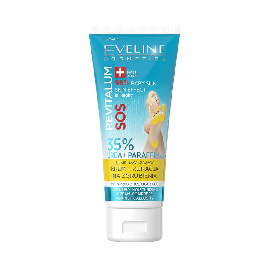 Eveline Cosmetics Revitalum, SOS 35% Urea + Paraffin Foot Cream كريم ايفيلين كوزمتكس ريفيتالوم، إس أو إس للقدمين، يحتوي على 35% يوريا + بارافين
