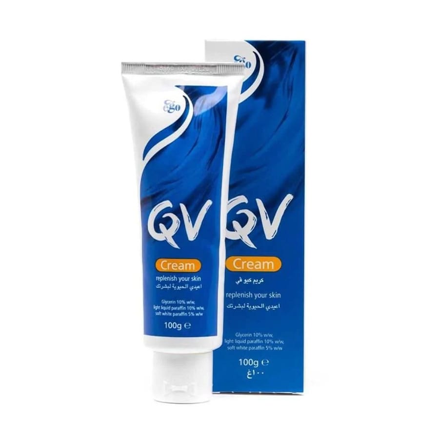QV Moisturizing Cream كريم مرطب للبشرة كيو في 100 جرام اصدار عربي