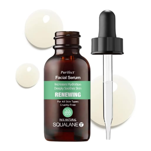 Purifect Renewing Squalane Face Serum Smooths سيروم الوجه المجدد للبشرة من بيوريفكت، غني بفيتامين هـ والأرجينين، ينعم ويرطب البشرة ويغذيها يُصلح البشرة الجافة والخشنة - 30 مل