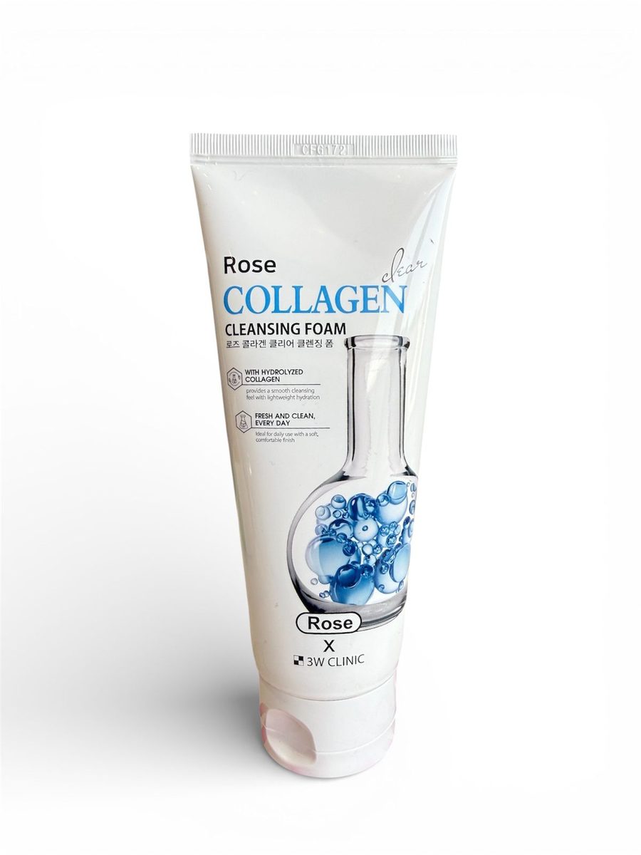 3W CLINIC ROSE COLLAGEN CLEANSING FOAM 150ML غسول رغوي بالكولاجين