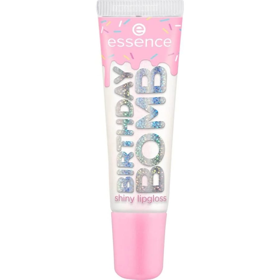 Essence BIRTHDAY BOMB shiny lipgloss 01 اسنس جوسي بيرثداي بومب شاين ليسك نا راتي 01 كيك ماي داي