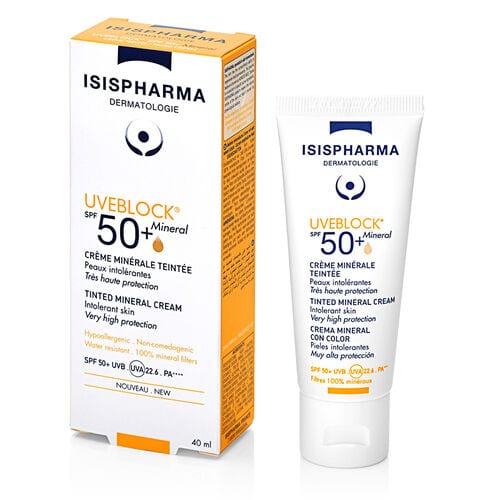 ISIS PHARMA UVEBLOCK MINERAL CREAM SPF50+ - 40ML | ايزيس فارما كريم ملون واقي شمسي معدني spf50+ - 40 مل