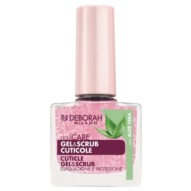 DEBORAH SMALTO GEL & SCRUB CUTICOLE CON ALEO VERA طلاء أظافر جل ومقشر للجلد المحيط بالأظافر من ديبورا مع خلاصة الصبار