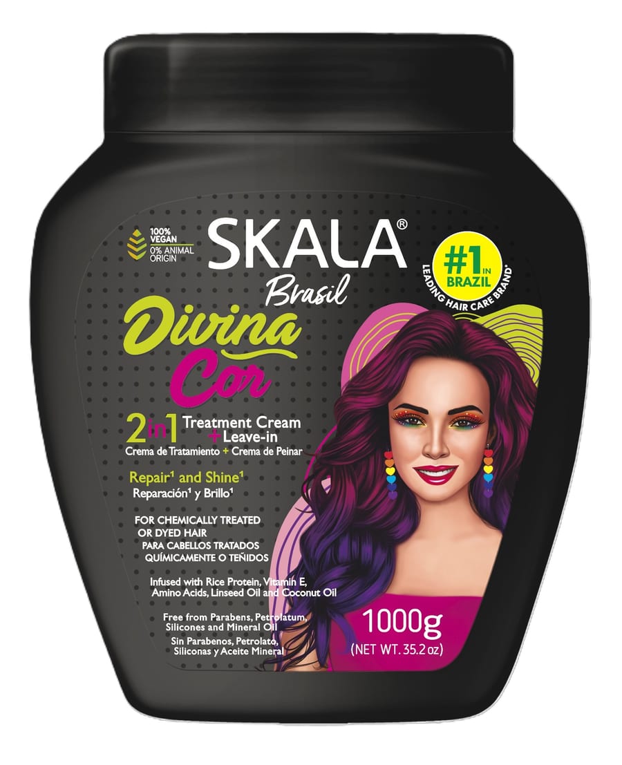 Skala Divine Colour Divina Cor 2 in 1 Hair Treatment Cream & Leave in 1000g (35.2oz) سكالا ديفاين كولور ديفينا كور 2 في 1 كريم معالجة الشعر وكريم يترك على الشعر 1000 غرام