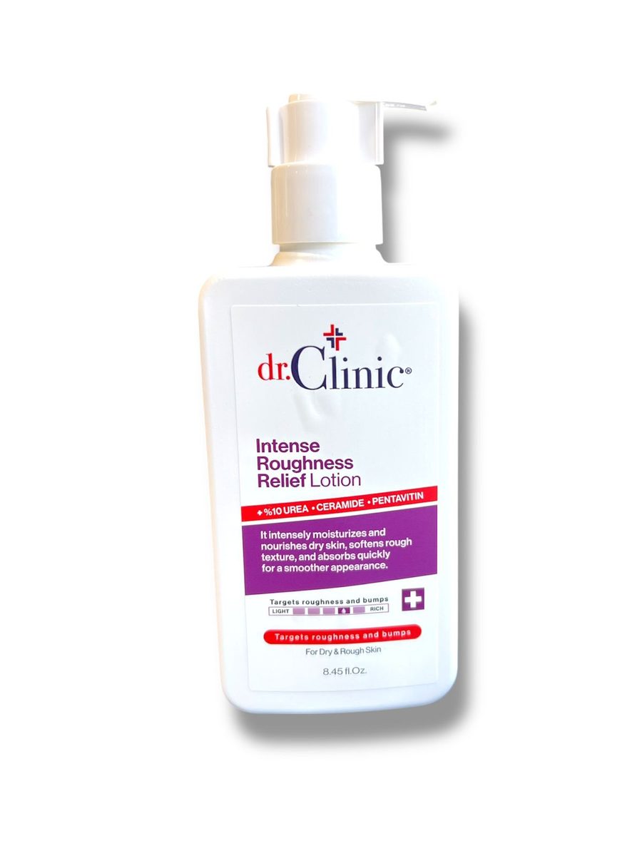 dr clinic intense roughness relief lotion 10%urea ceramid pentatin for dry&rough skin 250ml دكتور كلينك لوشن مرطب يوريا للبشرة الجافة والخشنة