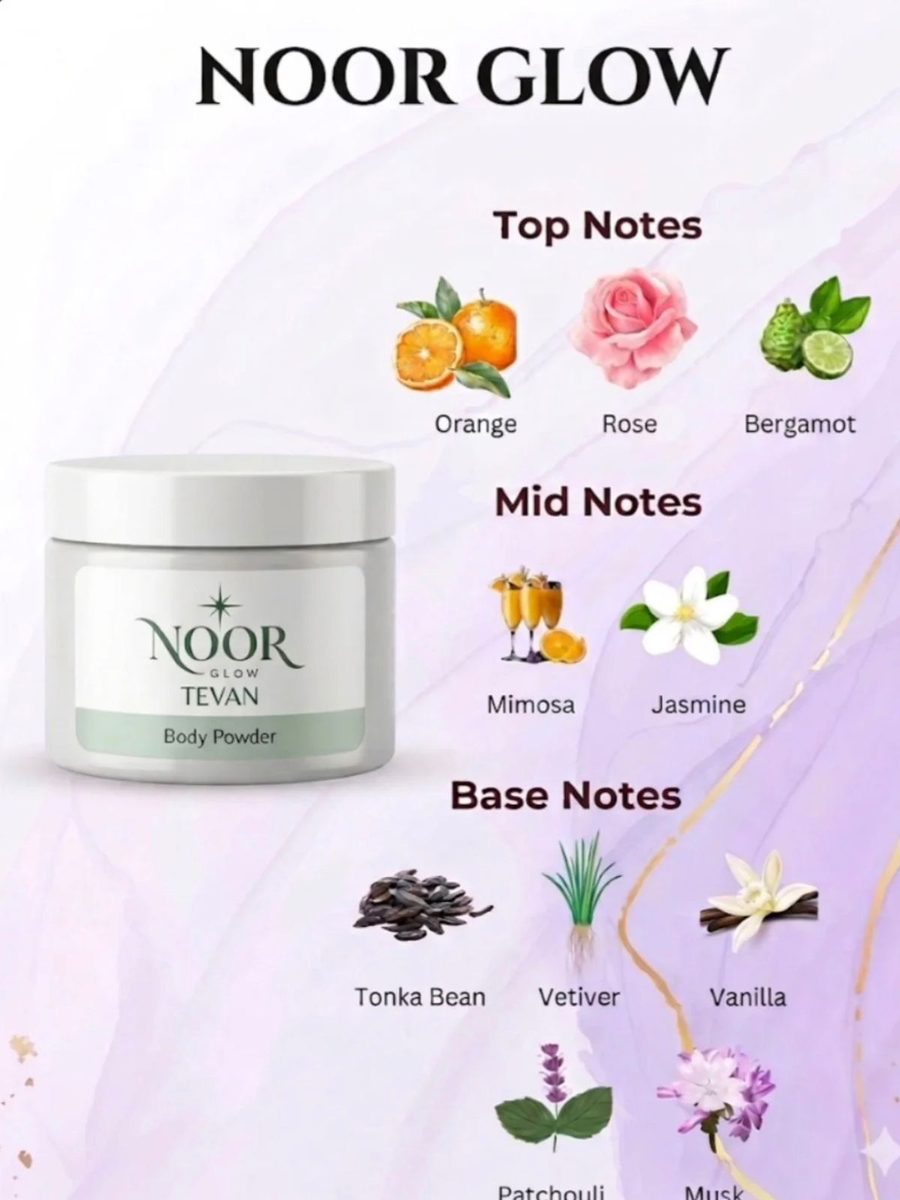 NOOR GLOW TEVAN SCENTED BODY DUSTING POWDER 80G نور كلو بودرة الجسم العطرية تيفان