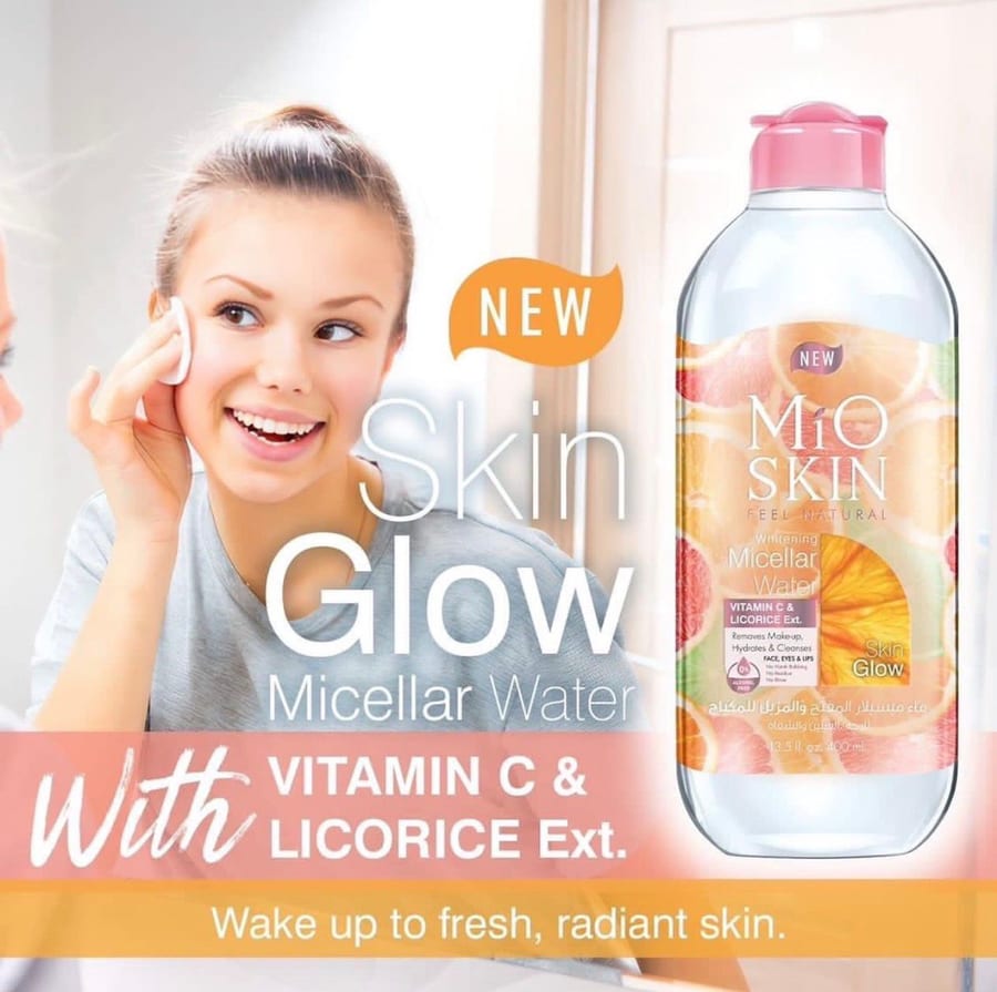 Mio Skin Micellar Water Vitamin C& Licorice Ext 400ml مايو سكن ميسيلار مزيل مكياج للوجه والعينين والشفاه
