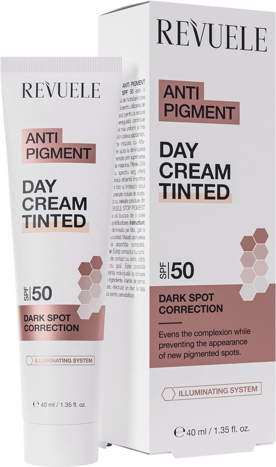 Revuele Anti Pigment Tinted Day Cream SPF50 - 40ml كريم ريفويل النهاري الملون المضاد للتصبغات مع عامل حماية من الشمس SPF50 - 40 مل
