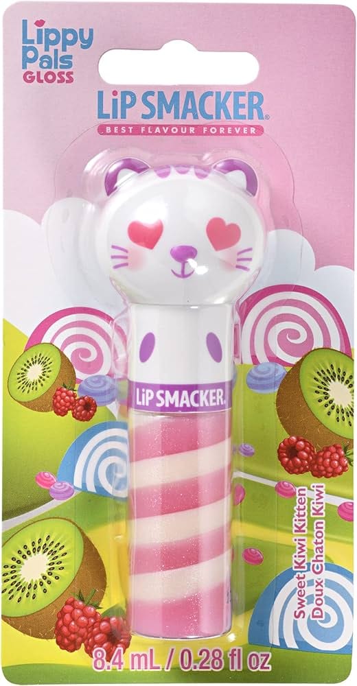 Lip Smacker - Lippy Pal Swirl Gloss Collection - Kitten Lip Gloss for Kidsليب سماكر - مجموعة ليبي بال سويرل غلوس - ملمع شفاه بتصميم قطة للأطفال - بنكهة الكيوي