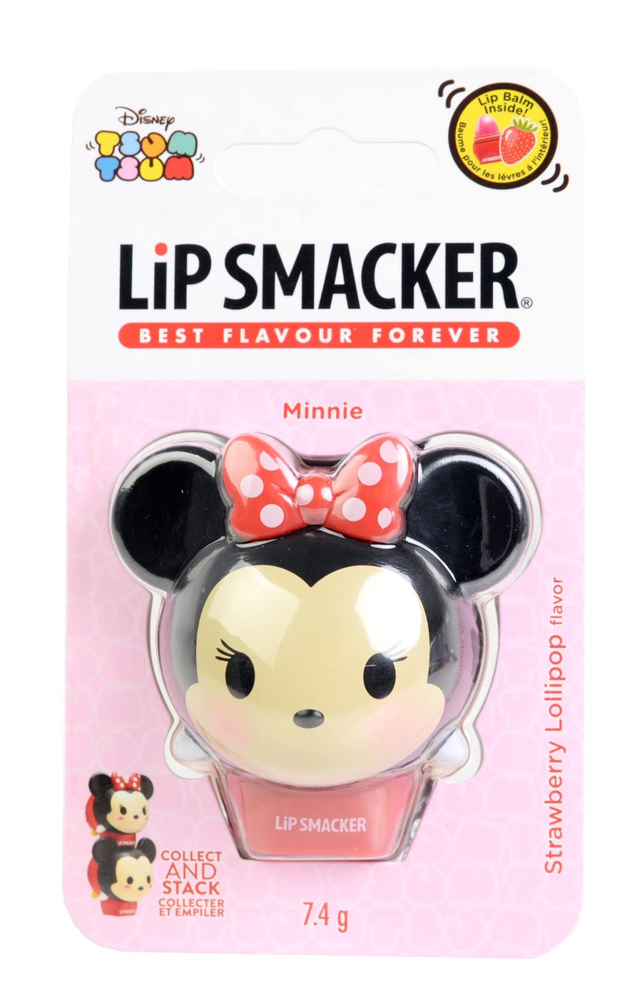 Lip Smacker - Tsum Tsum Collection - Minnie Mouse Lip Balm for Kids - Strawberry Flavour مرطب شفاه ليب سماكر - مجموعة تسوم تسوم - مرطب شفاه ميني ماوس للأطفال - بنكهة الفراولة