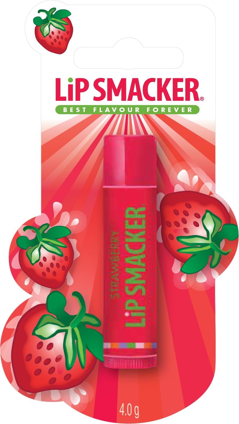 Lip Smacker Strawberry Single Blister, Lip Balm for Kidsمرطب شفاه ليب سماكر بنكهة الفراولة، عبوة فردية، مرطب شفاه للأطفال، آمن للاستخدام وخالٍ من الألوان