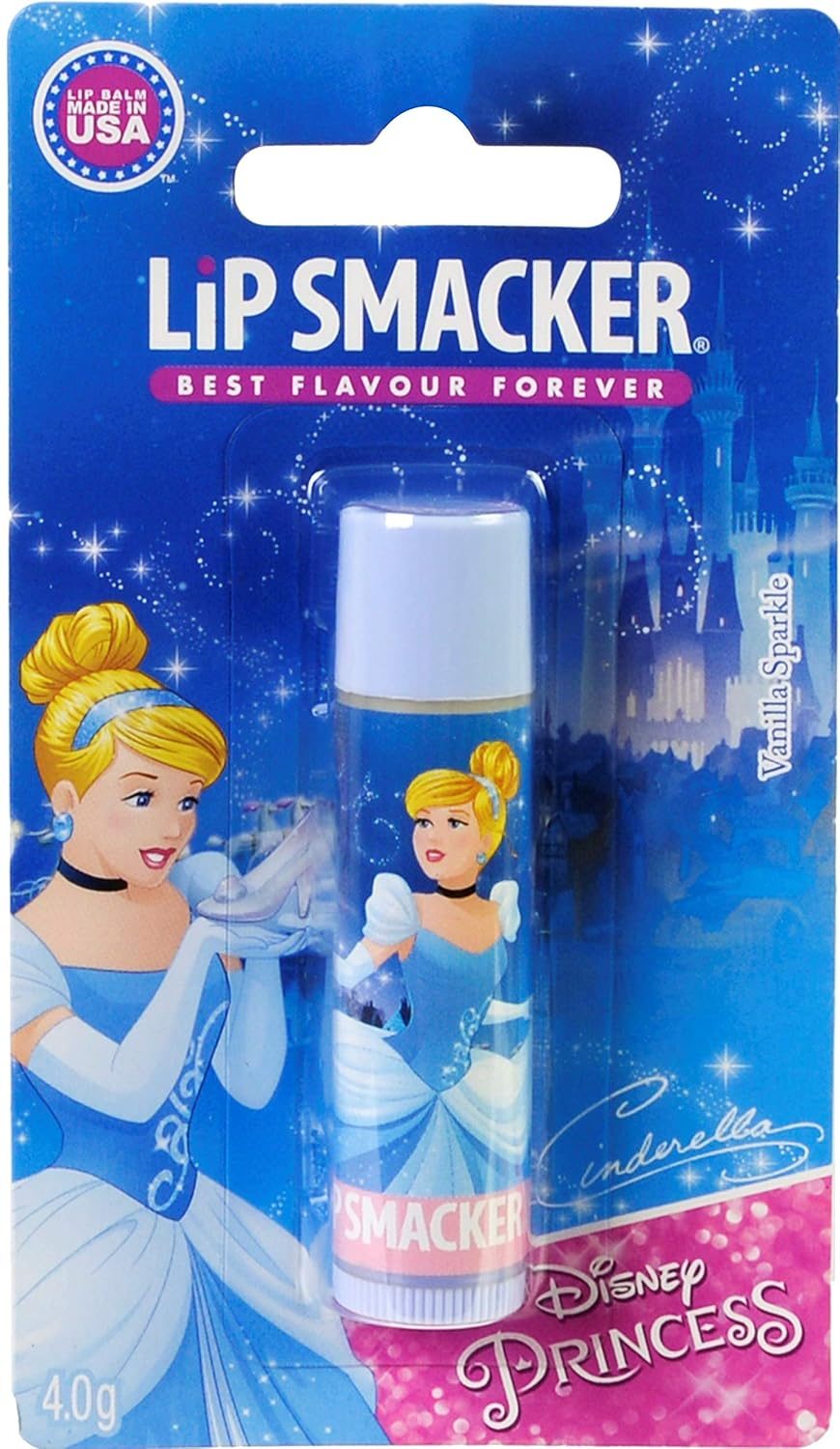 Lip Smacker Disney Princess Cinderella Sparkle Lip Balm - Vanilla Flavor مرطب شفاه سندريلا المتلألئ من ديزني برينسيس - بنكهة الفانيليا