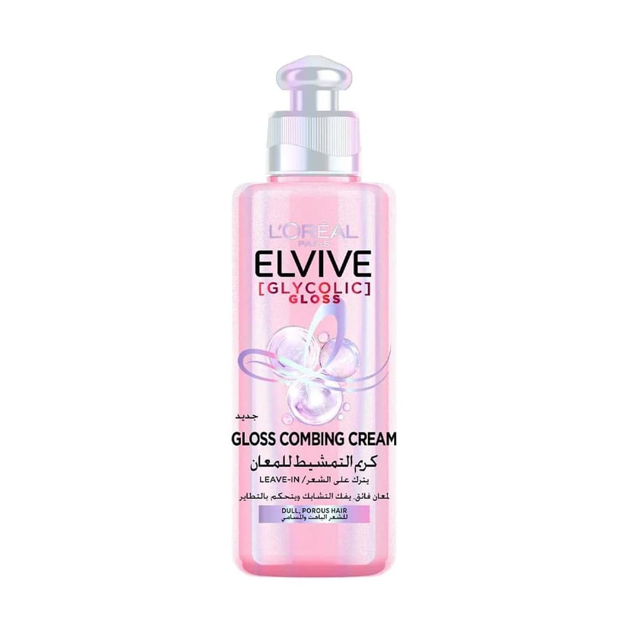 لوريال كريم شعر ليف ان ايلفيف جليكوليك جلوس 200 مل L'Oréal Elvive Glycolic Gloss Combing Cream - 200ml