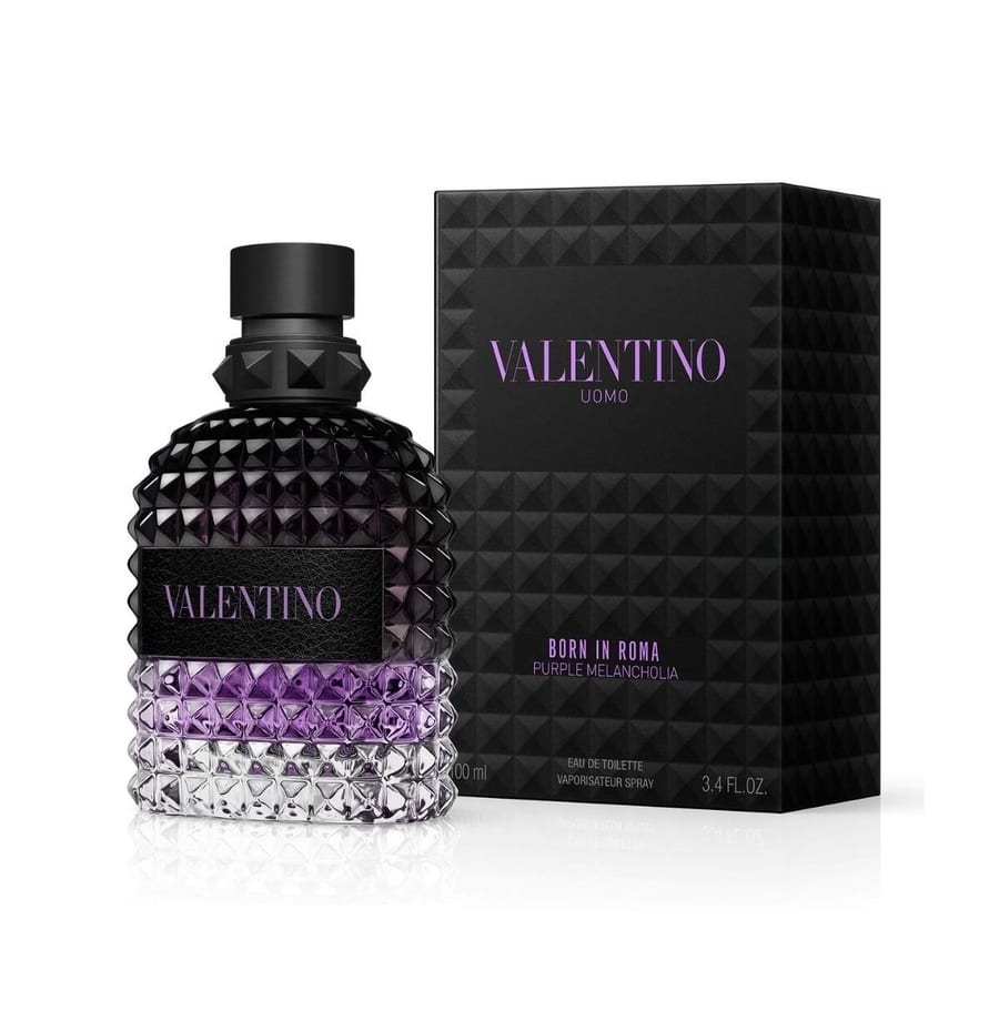 VALENTINO UOMO Purple Melancholia Eau de Toilette For Men 100ml فالنتينو غارافاني عطر رجالي من أومو، بورن إن روما، بيربل ميلانخوليا، بخاخ ماء تواليت، 3.4 أونصة