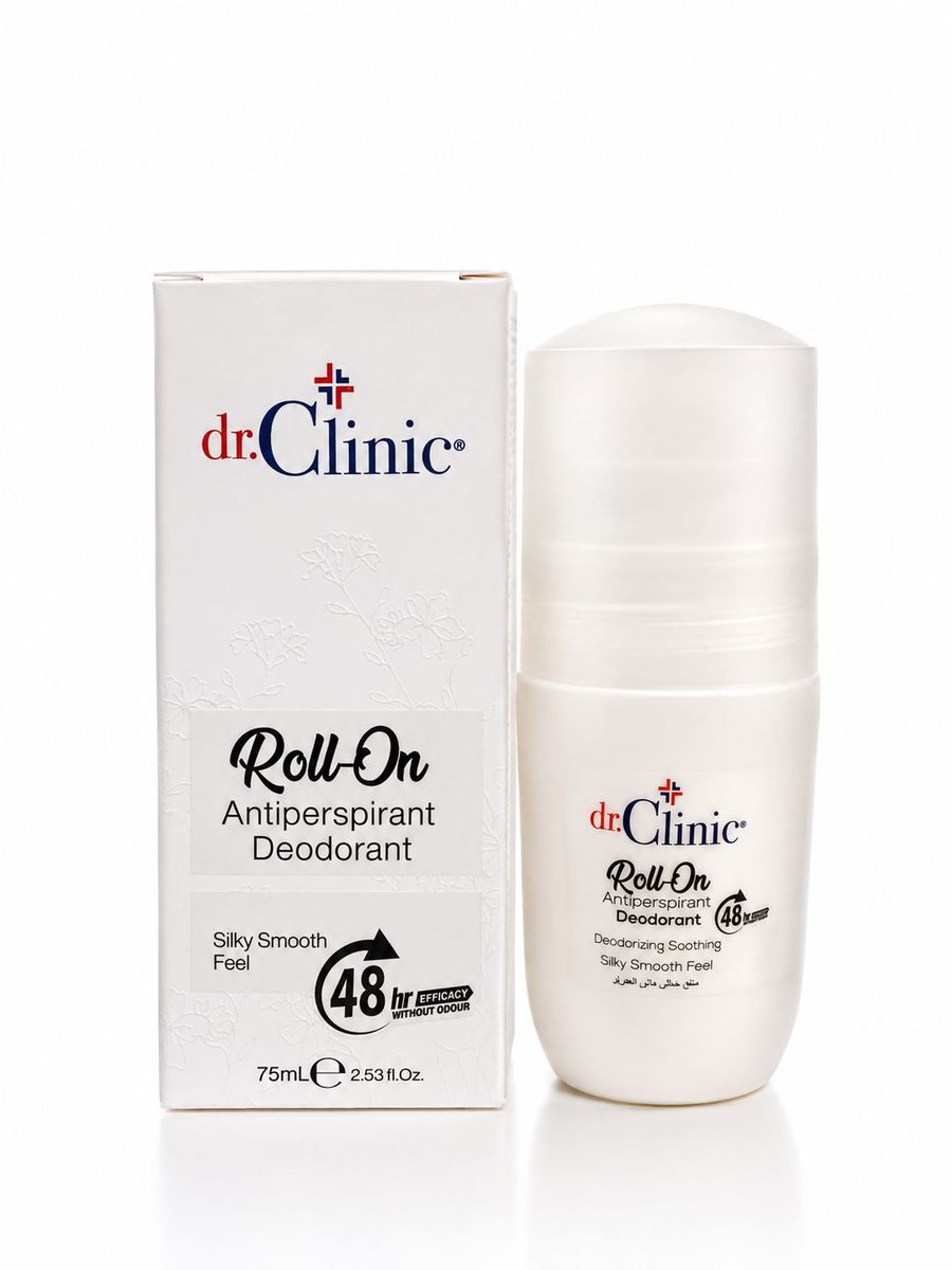 دكتور كلينيك مزيل عرق رول أون سيلكي سموث - 75مل dr.Clinic Roll On Antiperspirant Deodorant Silky Smooth Fell 48Hr - 75ml |