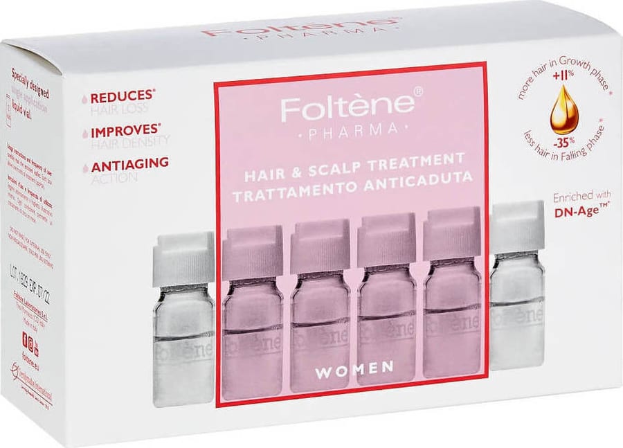 فولتين فارما علاج مضاد لتساقط الشعر للنساء - 12 أمبولة Foltene Pharma Anti-Hair Loss Treatment for Women - 12 ampoules |