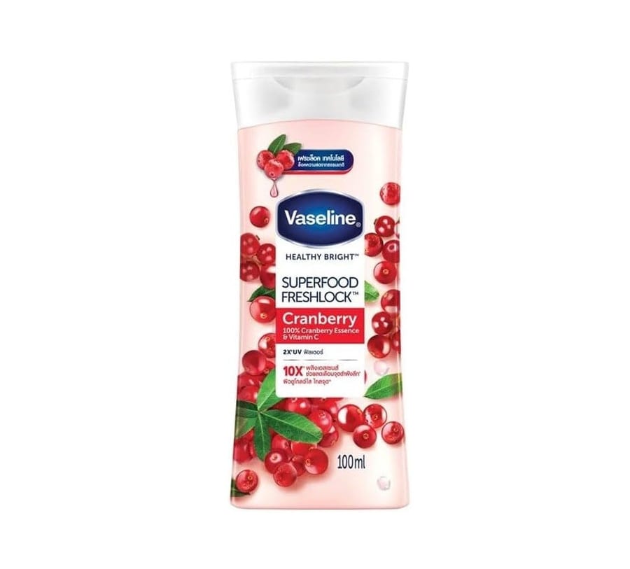 Vaseline Healthy Bright Superfood Freshlock Cranberry Vitamin C Body Lotion - 100ml | فازلين لوشن للجسم بخلاصة التوت البري والفيتامين سي - 100مل