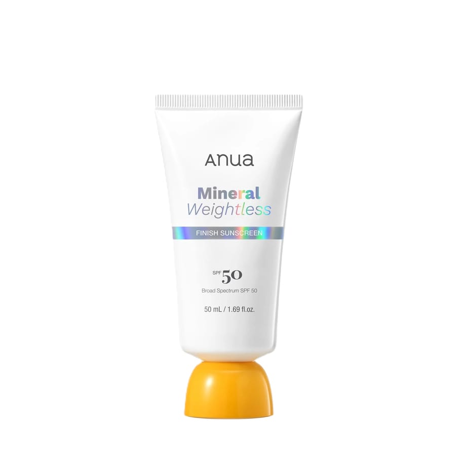 ANUA Mineral Weightless Finish Sunscreen SPF 50 50ml أنوا واقي شمس يرطب البشرة ويعمل كقاعدة ناعمة قبل المكياج