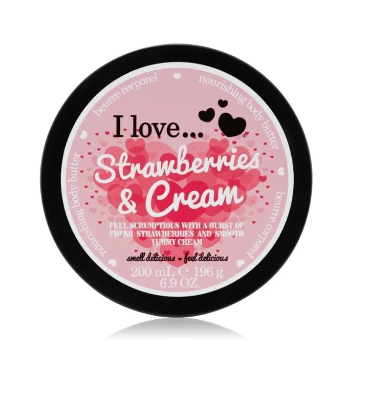 اي لوف زبدة الجسم المغذية، زبدة الجسم المغذية بنكهة الفراولة والكريمة، 200 مل Nourishing Body Butter nourishing body butter Strawberries & Cream 200ml