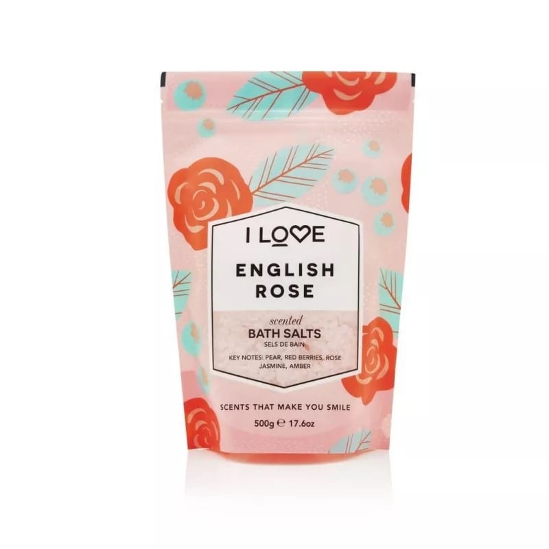 اي لوف أملاح استحمام برائحة الورد الإنجليزي، 500 غرام I Love English Rose Scented Bath Salts 500g