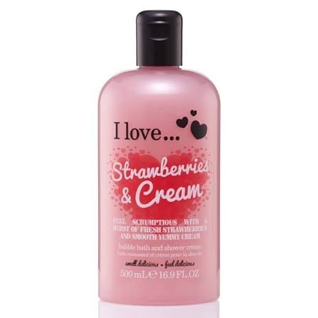 اي لوف كريم استحمام وكريم استحمام برائحة التوت والكريمة 500 مل I LOVE Bath & Shower Creme shower and bath cream Strawberries& Cream 500ml