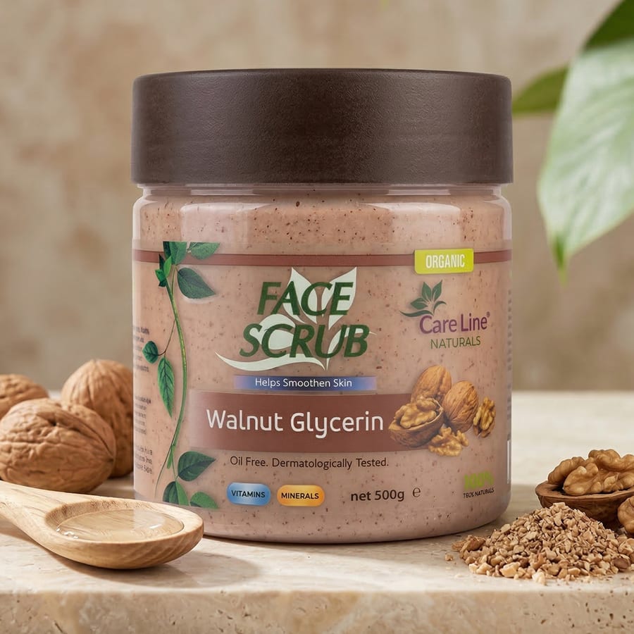care line naturals walnut glycerin face scrub 500 g - مقشر وجة بالجوز من كير لاين