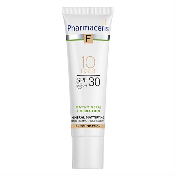 PHARMACERIS MINERAL MAT LIQUID POWDER SPF30 10 LIGHT - كريم اساس غير لامعة من فارماسيريس بعامل حماية من الشمس 30، لون فاتح 10