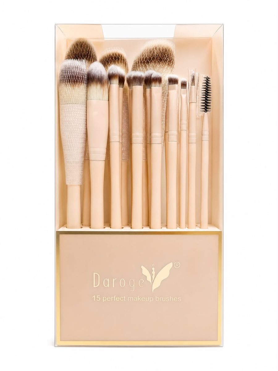 مجموعة فرشاة مكياج 15 قطعة - daroge makeup brushes