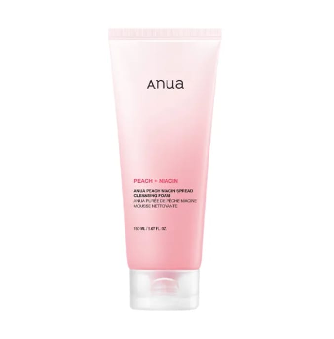 غسول أنوا بخلاصة الخوخ والنياسنمايد لتفتيح وترطيب البشرة Anua Peach Niacin Spread Cleansing Foam 150ml