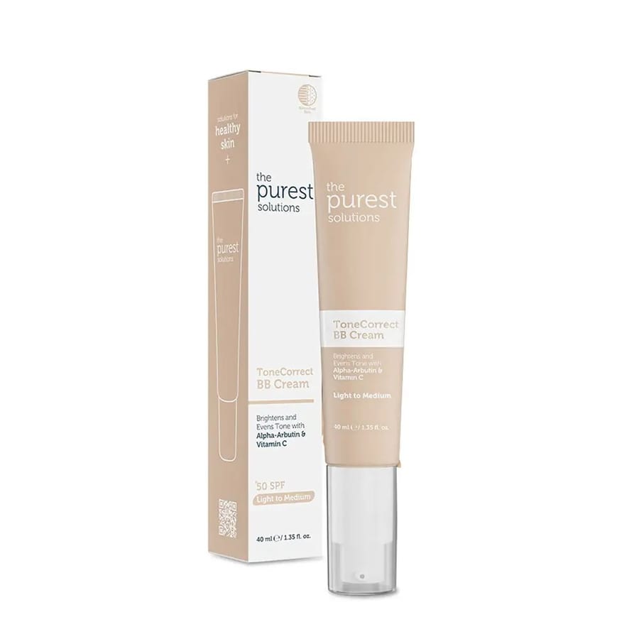 The Purest Solutions Skin Tone Evening BB Cream SPF50+ for Blemished Skin 40 ml Light to Medium - كريم بي بي ليلي ، لون البشرة، عامل حماية من الشمس 50+، للبشرة المعرضة للشوائب، 40 مل، من فاتح إلى متوسط