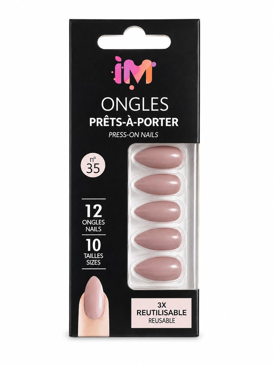 iM nails - اظافر مدببة لون نود مات