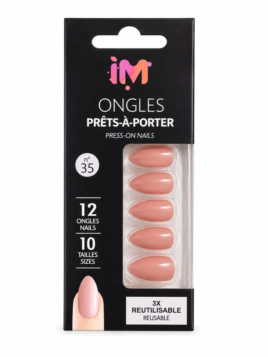 iM nails - اظافر مدببة لون بيجي مات