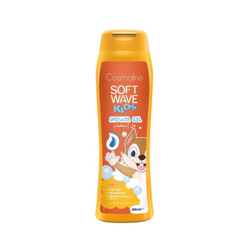 Cosmaline Soft Wave Tear Free Apricot Shower Gel For Kids - 400ml | شاور جل سوفت ويف بالمشمش بدون دموع للأطفال من كوزمولاين 400 مل